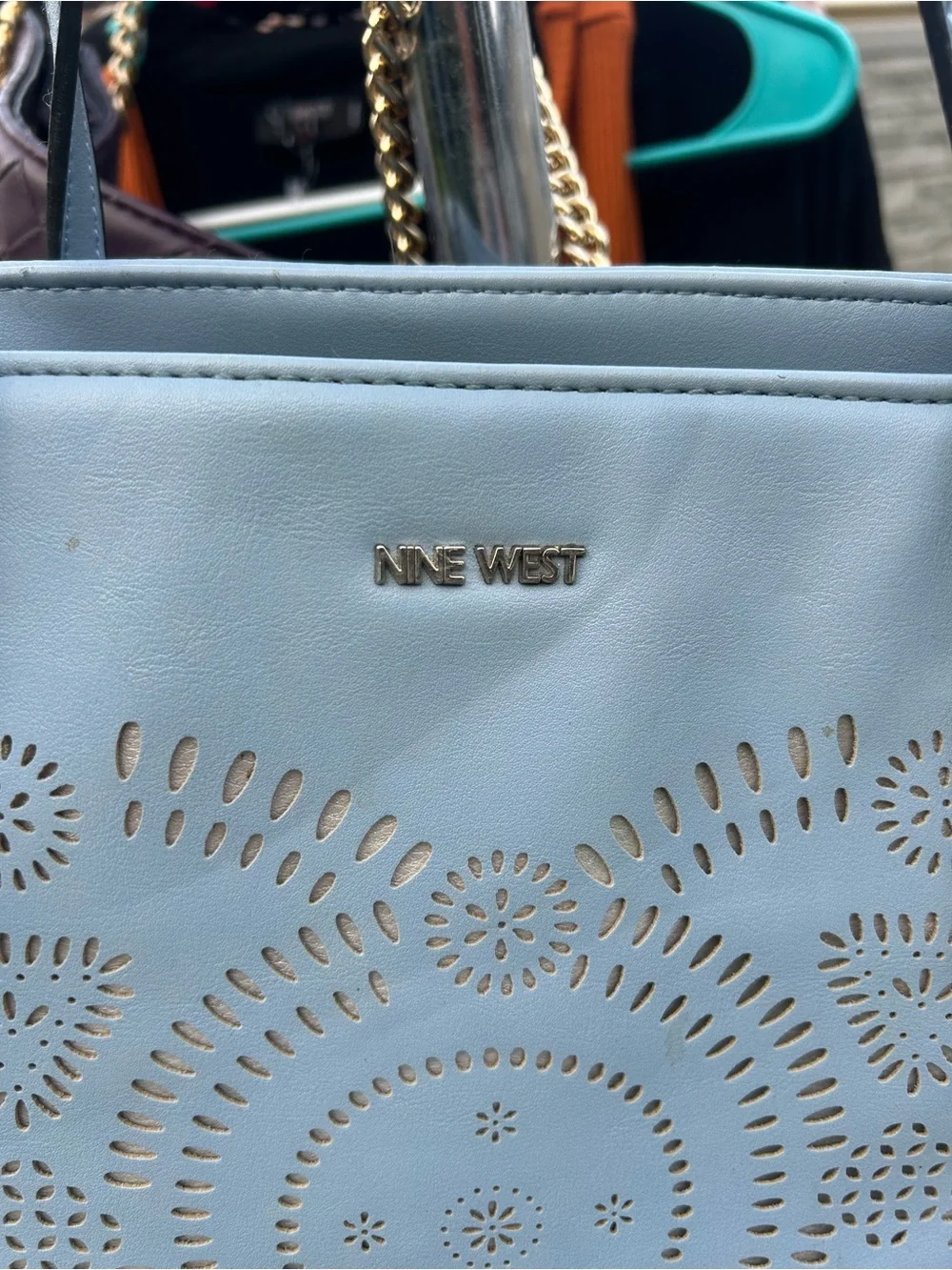 Nine West Powder Blue Laser-Cut Tote